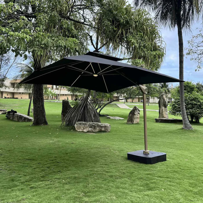 Ombrelone Guarda Sol Gold Led Alumínio C/ Base 130 L