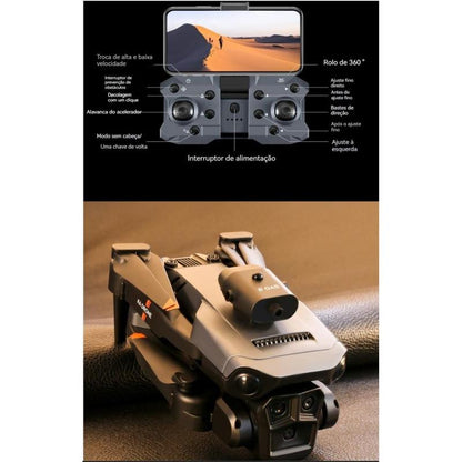 Drone Y3 / Y3 MAX 8K Profissional com 3 Câmeras, Wi-Fi 2.4G, Controle Remoto e Estabilização Eletrônica