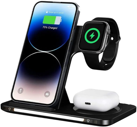 Carregador Magnético 3 em 1 (Smartwatch + Fone + Celular)