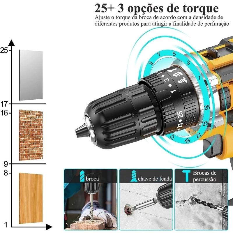 Parafusadeira Furadeira 48V 2 Baterias Com Maleta e Acessórios Completo