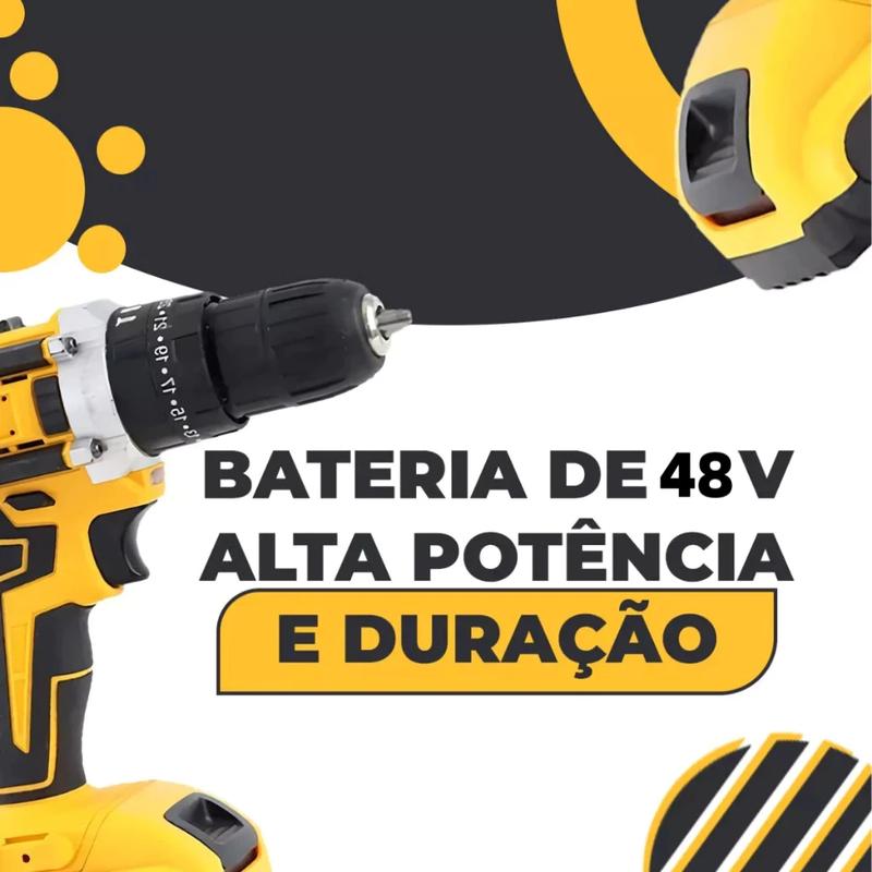 Parafusadeira Furadeira 48V 2 Baterias Com Maleta e Acessórios Completo