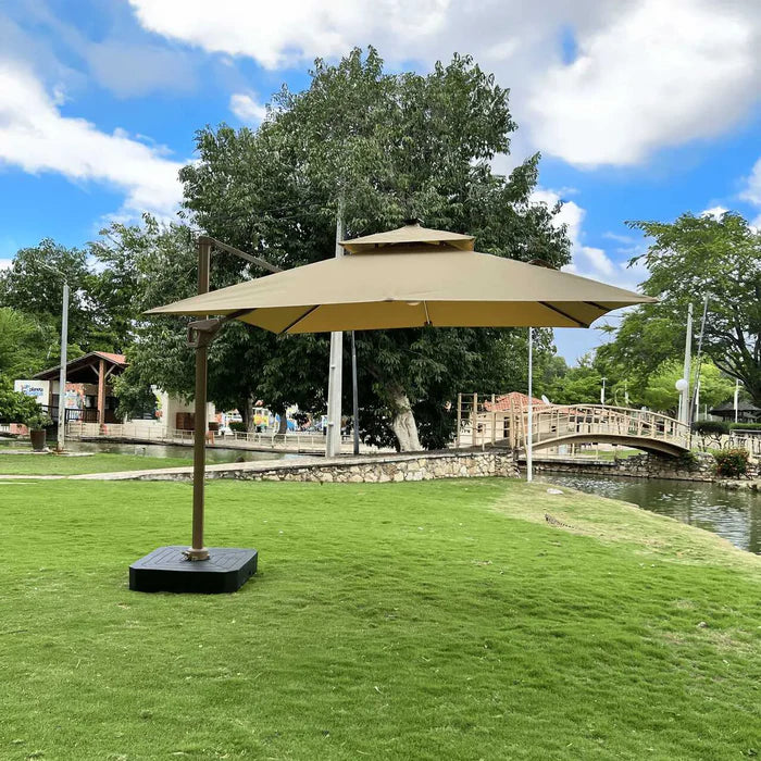 Ombrelone Guarda Sol Gold Led Alumínio C/ Base 130 L