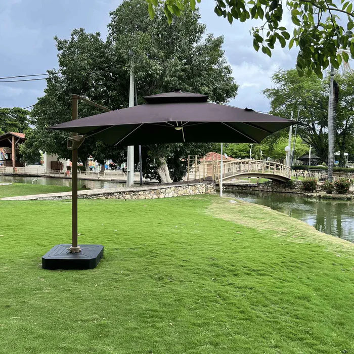 Ombrelone Guarda Sol Gold Led Alumínio C/ Base 130 L