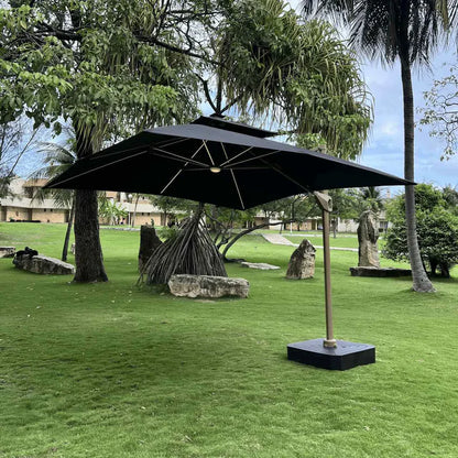 Ombrelone Guarda Sol Gold Led Alumínio C/ Base 130 L