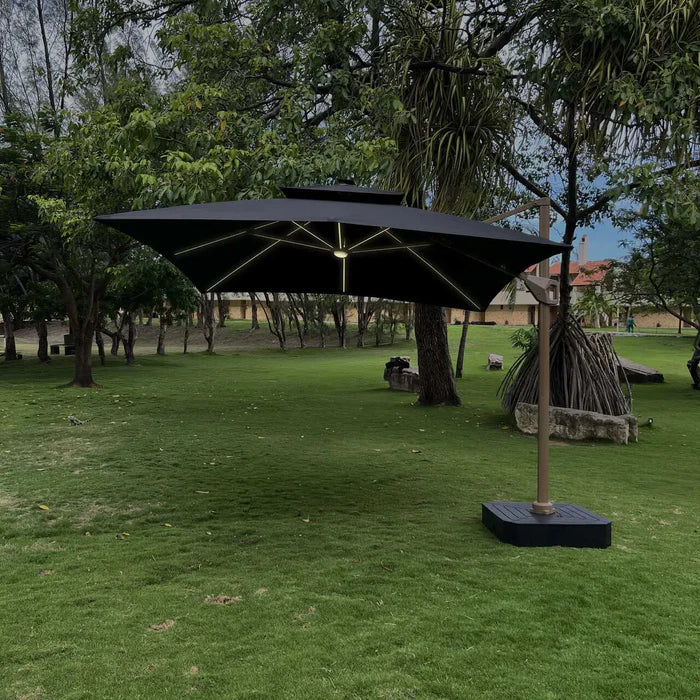 Ombrelone Guarda Sol Gold Led Alumínio C/ Base 130 L