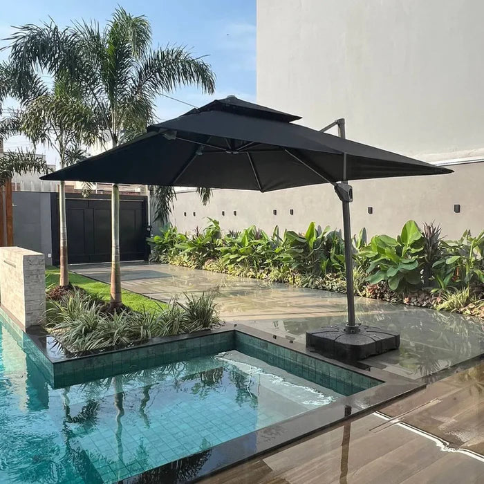 Ombrelone Guarda Sol Gold Led Alumínio C/ Base 130 L