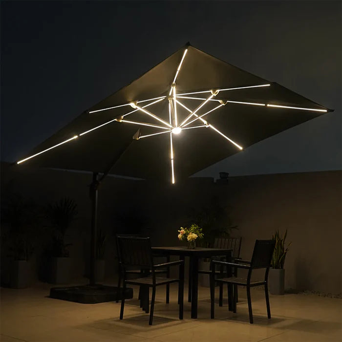 Ombrelone Guarda Sol Gold Led Alumínio C/ Base 130 L