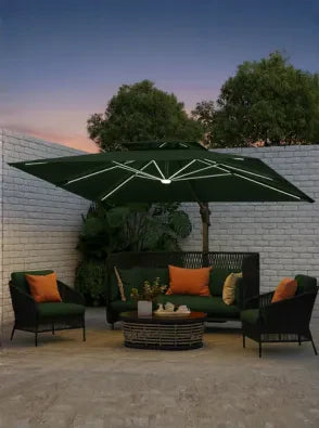 Ombrelone Guarda Sol Gold Led Alumínio C/ Base 130 L