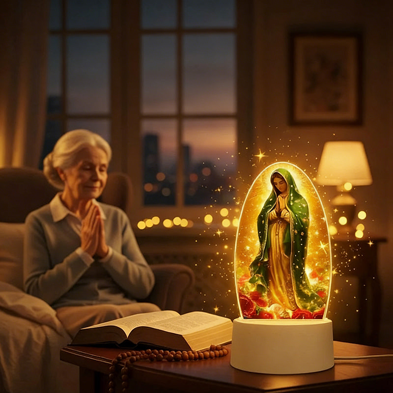 🎅Melhor presente de Natal - A Virgem Maria🙏Inspiradora luz noturna LED acrílica baseada na fé